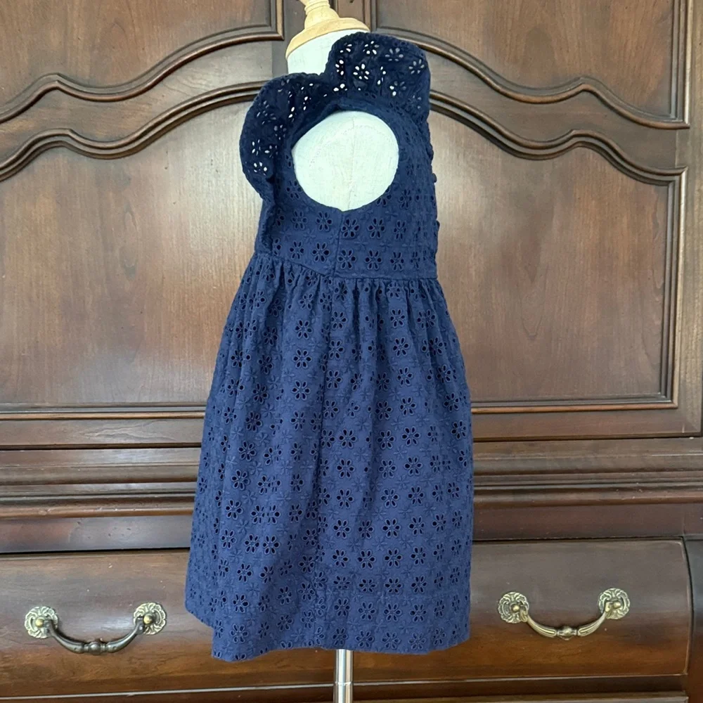 Ralph Lauren Toddler Girls Navy Eyelet Puff Sleeve Dress 24M Cotton Summer